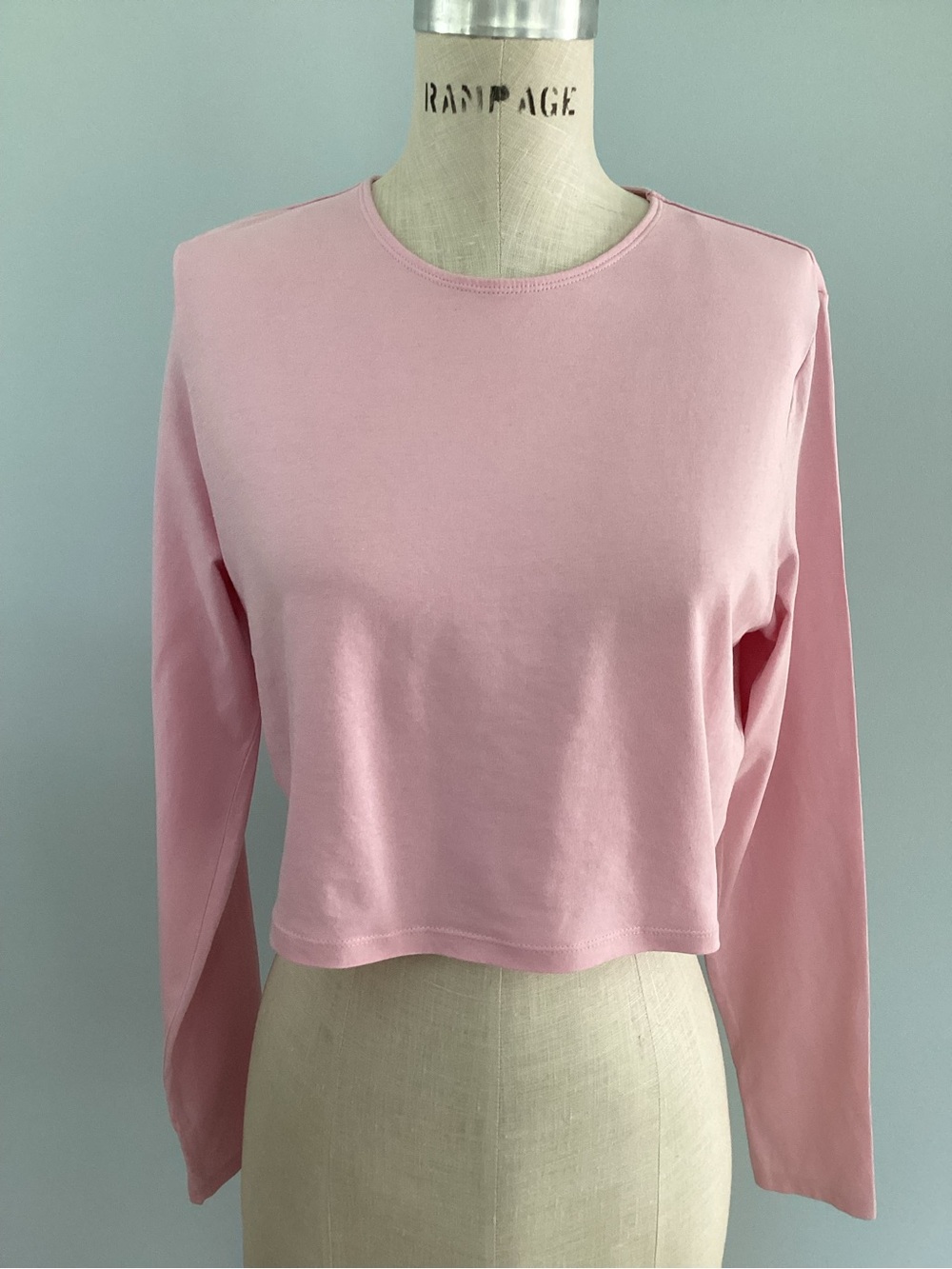 H&M Divided Light Pink Cropped Crewneck Long Sleeve Top Size XLarge